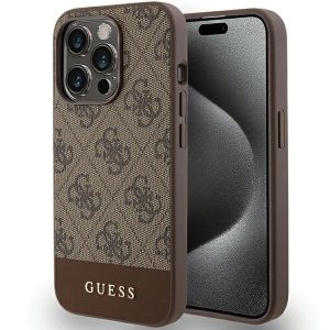 Guess GUHCP15XG4GLBR iPhone 15 Pro Max 6.7" barna keménytok 4G Stripe kollekció