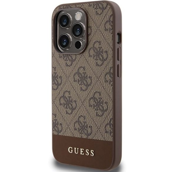 Guess GUHCP15XG4GLBR iPhone 15 Pro Max 6.7" barna keménytok 4G Stripe kollekció