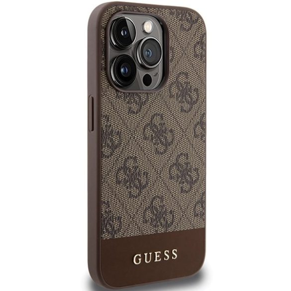 Guess GUHCP15XG4GLBR iPhone 15 Pro Max 6.7" barna keménytok 4G Stripe kollekció