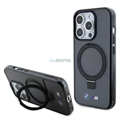   BMW BMHMP15LURSK iPhone 15 Pro 6.1" fekete keménytok gyűrűs állvány M Collection MagSafe