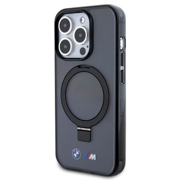 BMW BMHMP15XURSK iPhone 15 Pro Max 6.7" fekete keménytok gyűrűs állvány M Collection MagSafe