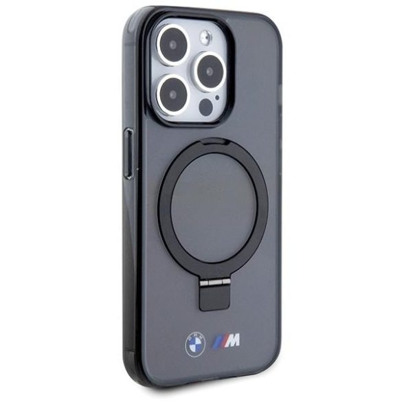 BMW BMHMP15XURSK iPhone 15 Pro Max 6.7" fekete keménytok gyűrűs állvány M Collection MagSafe