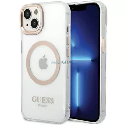   Guess GUHMP15MHTRMD Metal Outline MagSafe-kompatibilis tok iPhone 14 Plus/15 Plus - arany színű