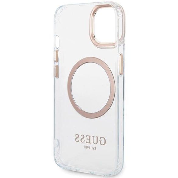 Guess GUHMP15MHTRMD Metal Outline MagSafe-kompatibilis tok iPhone 14 Plus/15 Plus - arany színű