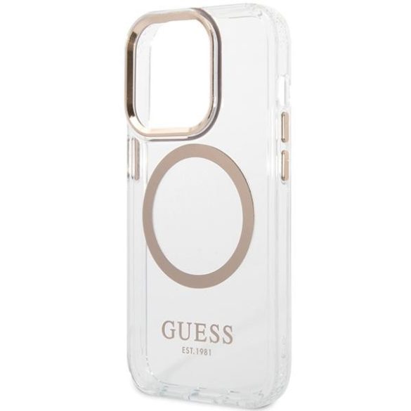 Guess GUHMP15LHTRMD Metal Outline MagSafe-kompatibilis tok iPhone 15 Pro - arany színű