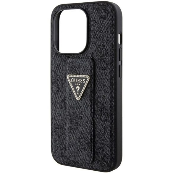 Guess GUHCP15XPGS4TDK iPhone 15 Pro Max 6.7" fekete keménytok Grip Stand 4G Triangle Strass