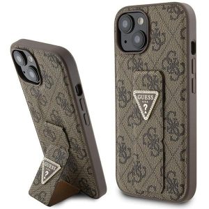 Guess GUHCP15SPGS4TDW iPhone 15 / 14 / 13 6.1" barna keménytok Grip Stand 4G Triangle Strass