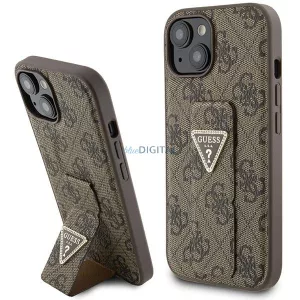 Guess GUHCP15SPGS4TDW iPhone 15 6.1" barna keménytok Grip Stand 4G Triangle Strass