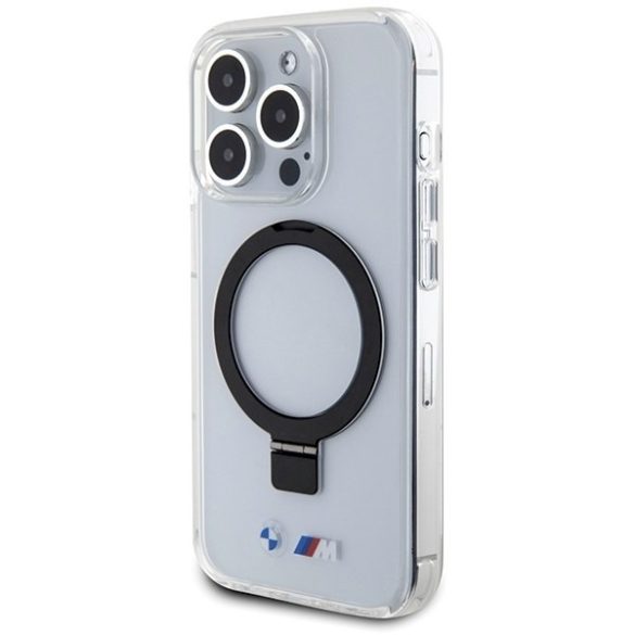 BMW BMHMP15LURST iPhone 15 Pro 6.1" átlátszó keménytok gyűrűs állvány M Collection MagSafe