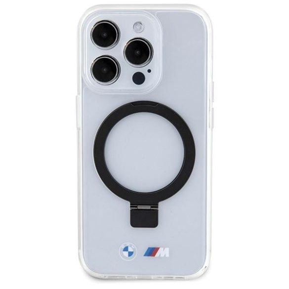 BMW BMHMP15LURST iPhone 15 Pro 6.1" átlátszó keménytok gyűrűs állvány M Collection MagSafe