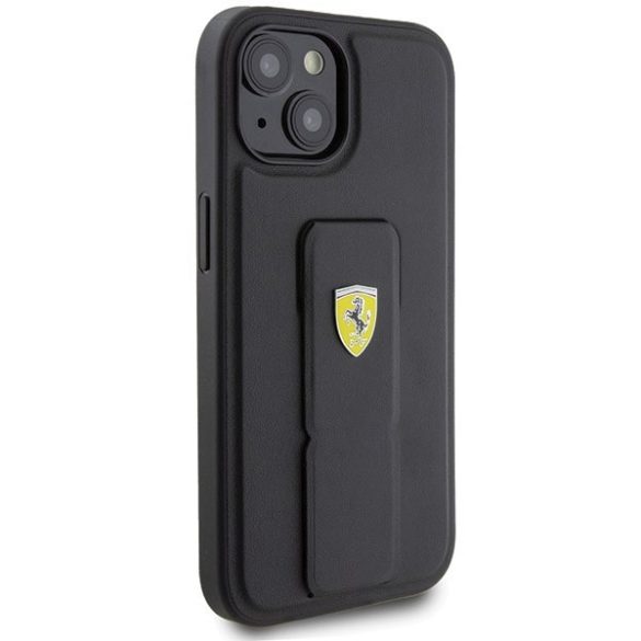 Ferrari FEHCP15SGSPSPSIK iPhone 15 / 14 / 13 6.1" fekete keménytok markolat állvány fém logó