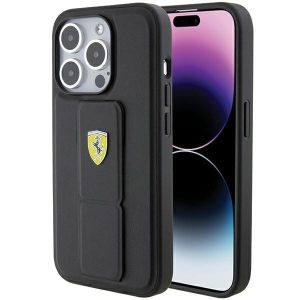 Ferrari FEHCP15LGSPSPSIK iPhone 15 Pro 6.1" fekete/arany keménytok tartó állvány