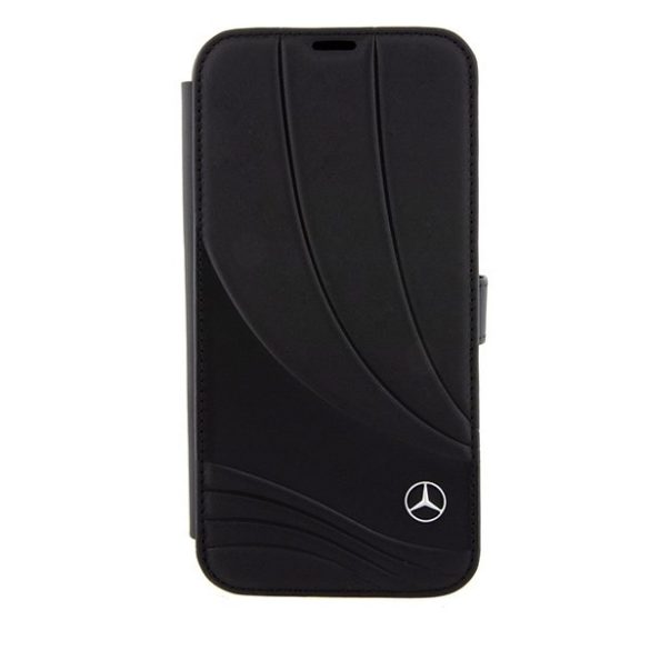 Mercedes MEBKP15S8ROLK iPhone 15 6.1" fekete könyvtok bőr Hullám Pattern