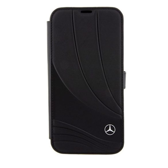 Mercedes MEBKP15L8ROLK iPhone 15 Pro 6.1" fekete könyvtok bőr Hullámos minta