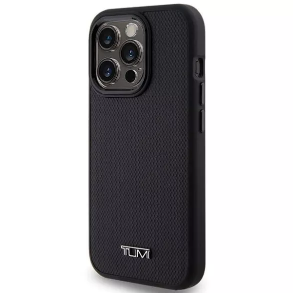 Tumi TUHMP15LRBAK Leather Ballistic Pattern MagSafe-kompatibilis tok iPhone 15 Pro - fekete