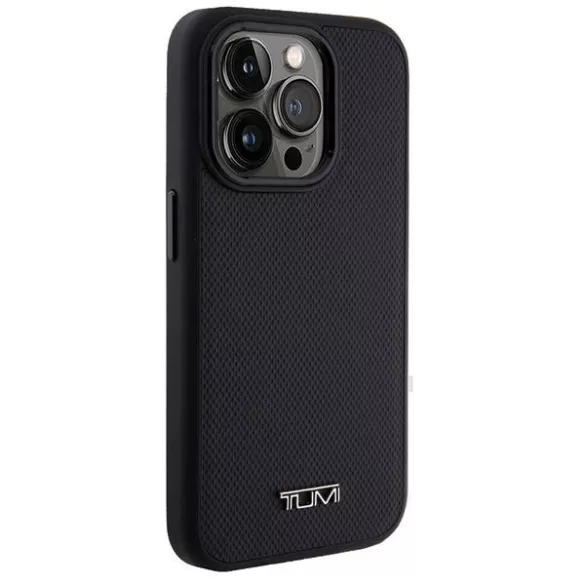 Tumi TUHMP15LRBAK Leather Ballistic Pattern MagSafe-kompatibilis tok iPhone 15 Pro - fekete