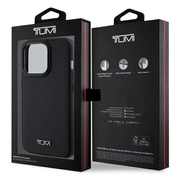 Tumi TUHMP15LRBAK Leather Ballistic Pattern MagSafe-kompatibilis tok iPhone 15 Pro - fekete