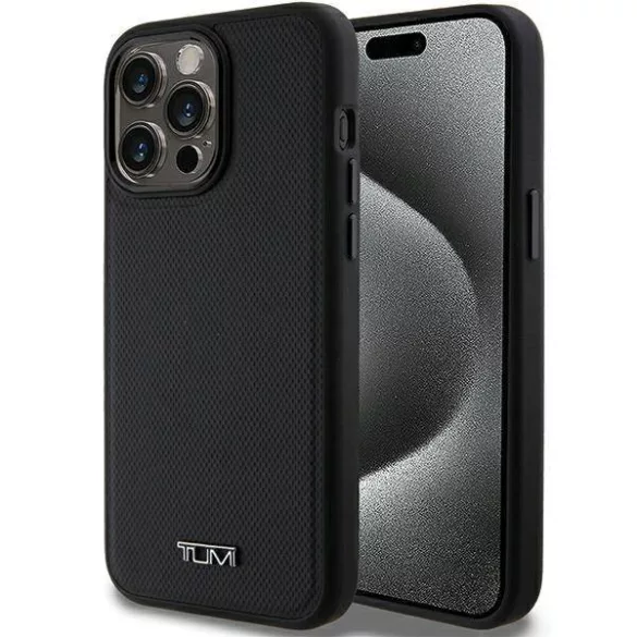 Tumi TUHMP15XRBAK Leather Ballistic Pattern MagSafe-kompatibilis tok iPhone 15 Pro Max - fekete