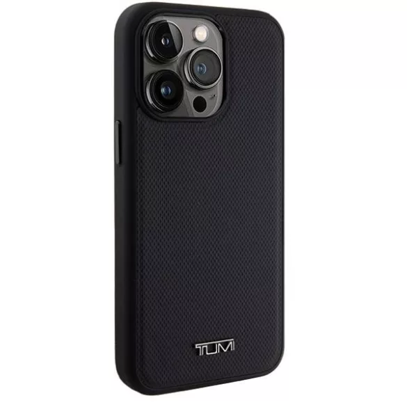 Tumi TUHMP15XRBAK Leather Ballistic Pattern MagSafe-kompatibilis tok iPhone 15 Pro Max - fekete
