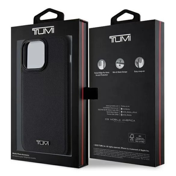 Tumi TUHMP15XRBAK Leather Ballistic Pattern MagSafe-kompatibilis tok iPhone 15 Pro Max - fekete
