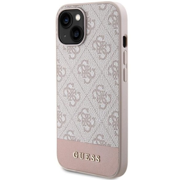 Guess GUHCP15SG4GLPI iPhone 15 / 14 / 13 6.1" rózsaszín keménytok 4G Stripe kollekció