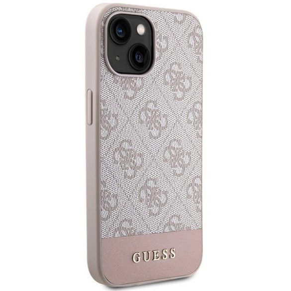 Guess GUHCP15SG4GLPI iPhone 15 / 14 / 13 6.1" rózsaszín keménytok 4G Stripe kollekció