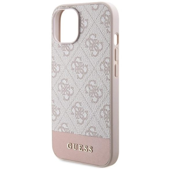 Guess GUHCP15SG4GLPI iPhone 15 / 14 / 13 6.1" rózsaszín keménytok 4G Stripe kollekció