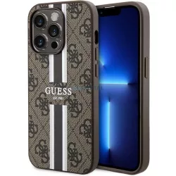   Guess GUHMP15LP4RPSW iPhone 15 Pro 6.1" barna keménytok 4G nyomtatott csíkokkal MagSafe
