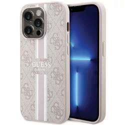   Guess GUHMP15LP4RPSP iPhone 15 Pro 6.1" rózsaszín keménytok 4G nyomtatott csíkos MagSafe tok 4G