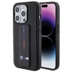   BMW BMHCP15LGSPPRK iPhone 15 Pro 6.1" fekete keménytok Grip Stand Sima és perforált