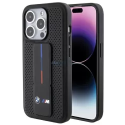   BMW BMHCP15LGSPPRK iPhone 15 Pro 6.1" fekete keménytok Grip Stand Sima és perforált