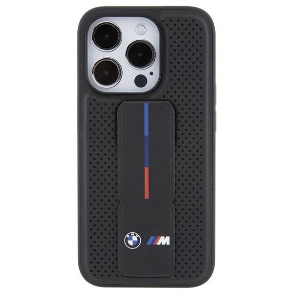 BMW BMHCP15XGSPPRK iPhone 15 Pro Max 6.7" fekete keménytok Grip Stand Sima és perforált állvány