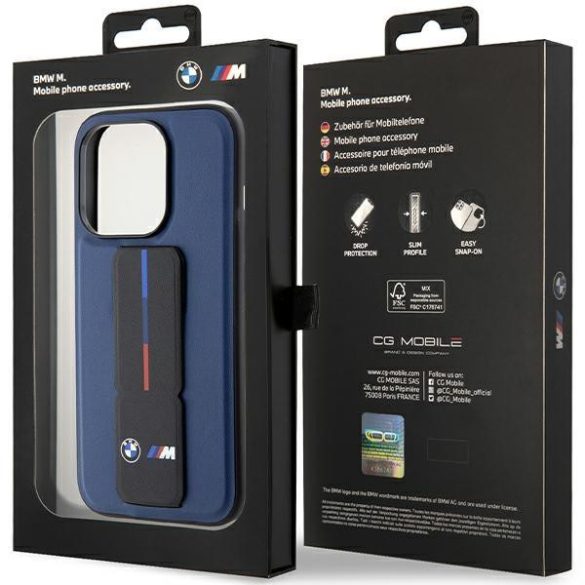 BMW BMHCP15LGSPBIV iPhone 15 Pro 6.1" tengerészkék keménytok M Grip Stand Bicolor