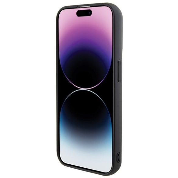 Karl Lagerfeld KLHCP13LGSAKCPK iPhone 13 Pro / 13 6.1" fekete keménytok Gripstand Saffiano Karl&Choupette kitűző