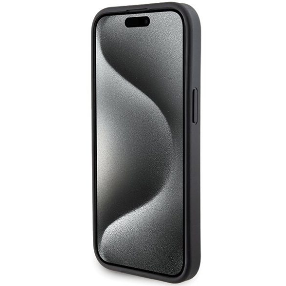 Karl Lagerfeld KLHCP15SGSAKCPK iPhone 15 / 14 / 13 6.1" fekete keménytok Gripstand Saffiano Karl&Choupette kitűzős