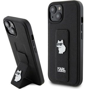 Karl Lagerfeld KLHCP15MGSACHPK iPhone 15 Plus / 14 Plus 6.7" fekete keménytok Gripstand Saffiano Choupette Pins