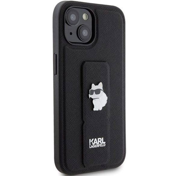 Karl Lagerfeld KLHCP15MGSACHPK iPhone 15 Plus / 14 Plus 6.7" fekete keménytok Gripstand Saffiano Choupette Pins