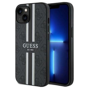 Guess GUHMP15SP4RPSK iPhone 15 6.1" fekete keménytok 4G nyomtatott csíkos MagSafe tok 4G