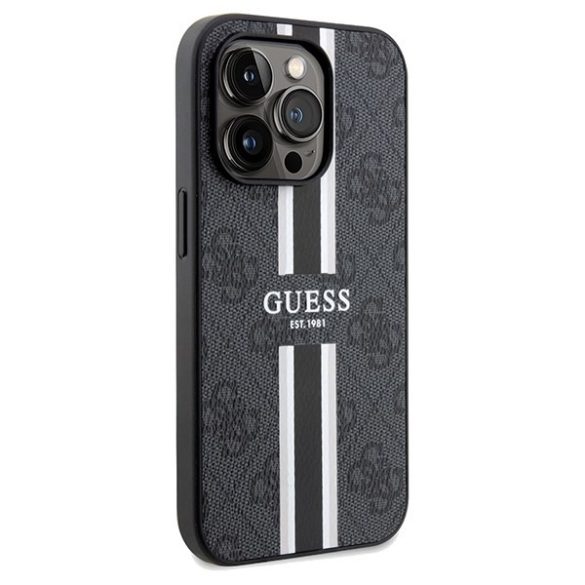 Guess GUHMP15LP4RPSK iPhone 15 Pro 6.1" fekete keménytok 4G nyomtatott csíkos MagSafe tok 4G
