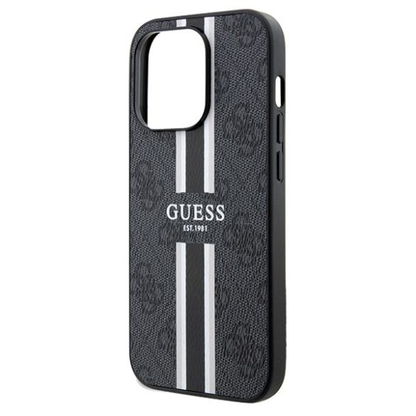 Guess GUHMP15LP4RPSK iPhone 15 Pro 6.1" fekete keménytok 4G nyomtatott csíkos MagSafe tok 4G