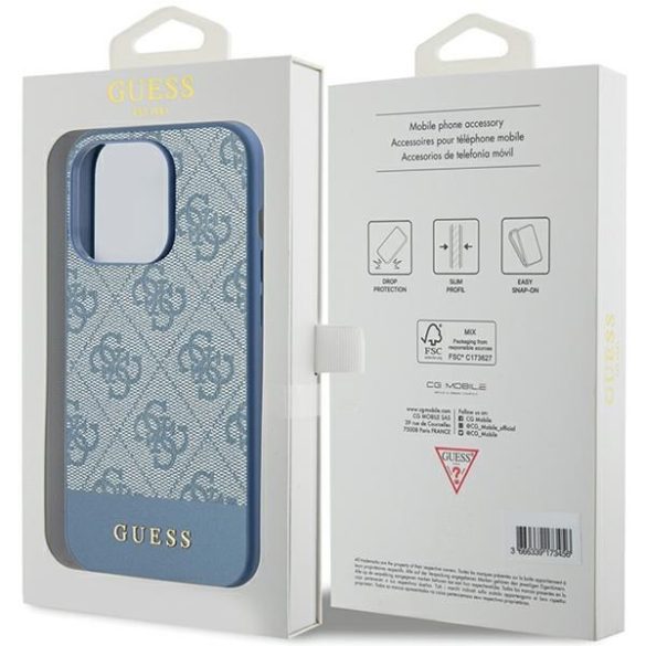 Guess GUHCP15LG4GLBL iPhone 15 Pro 6.1" kék keménytok 4G Stripe kollekció