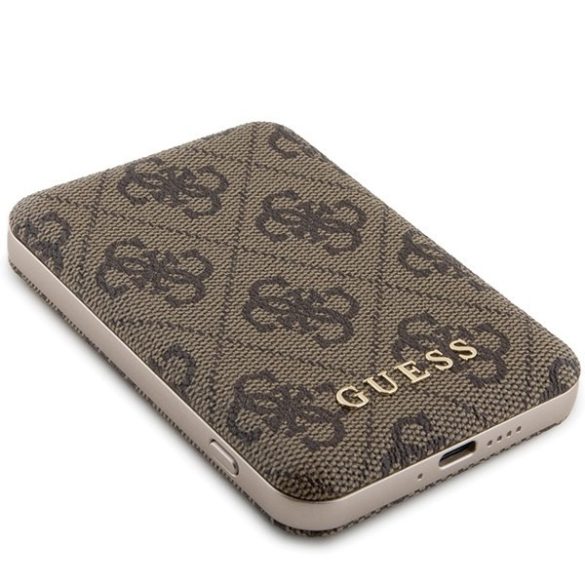 Guess GUPB5FP4EMGW 4G Leather Metal Logo MagSafe powerbank 15W 5000mAh - barna