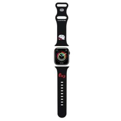   Hello Kitty óraszíj HKAWMSCHBLK Apple Watch 38/40/41mm fekete szíj Szilikon Kitty fej