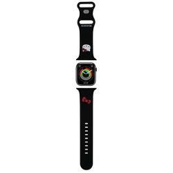   Hello Kitty óraszíj HKAWLSCHBLK Apple Watch 42/44/45/49mm fekete szíj Szilikon Kitty Head