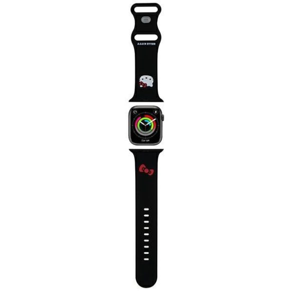 Hello Kitty óraszíj HKAWLSCHBLK Apple Watch 42/44/45/49mm fekete szíj Szilikon Kitty Head