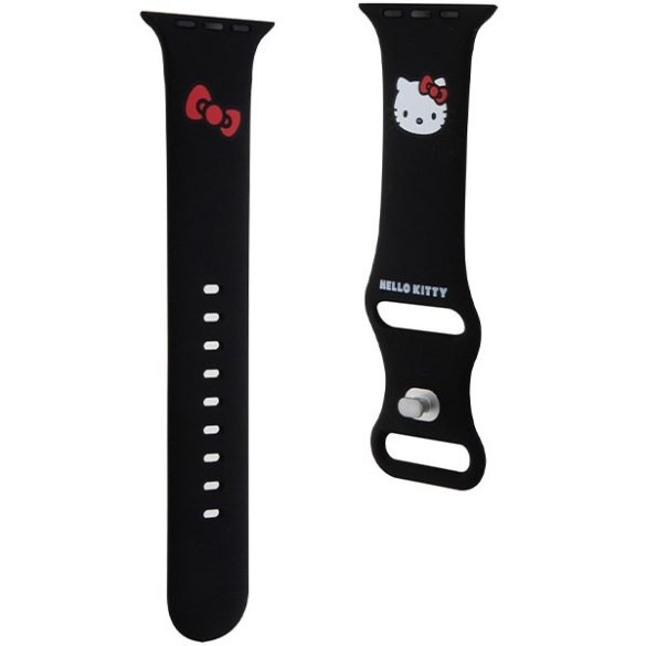 Hello Kitty óraszíj HKAWLSCHBLK Apple Watch 42/44/45/49mm fekete szíj Szilikon Kitty Head