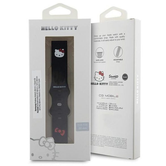 Hello Kitty óraszíj univerzális HKUWLSCHBLK Szilikon Kitty fej fekete 22mm
