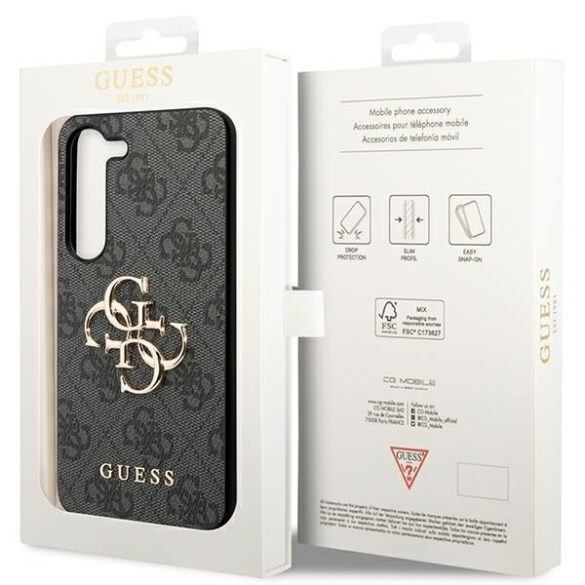 Guess GUHCS23FE4GMGGR S23 FE S711 szürke keménytok 4G Big Metal logo