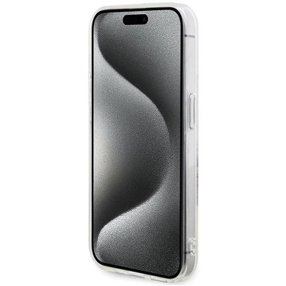 Guess GUHMP15LHFWFCT iPhone 15 Pro 6.1" átlátszó keménytok IML Virágkoszorú MagSafe