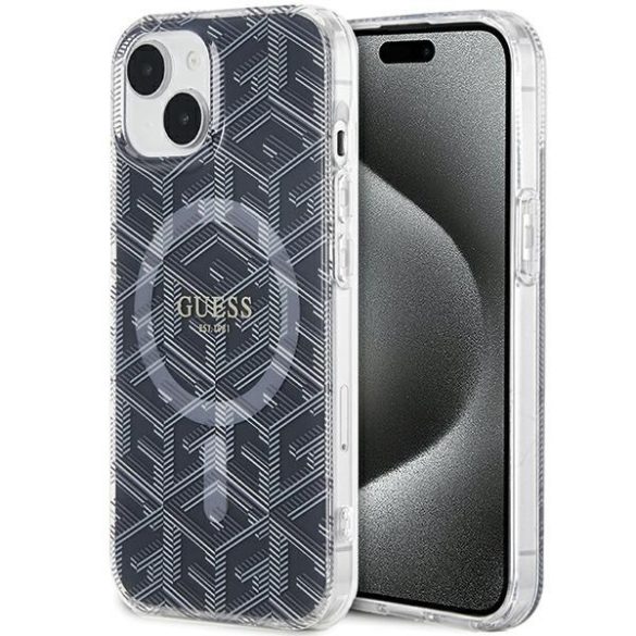 Guess GUHMP15MHGGCUSTGK iPhone 15 Plus / 14 Plus 6.7" fekete keménytok IML GCube MagSafe